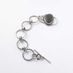 Handcrafted Beach Stone & Silver Bracelet: Nature Inspired Statement Piece