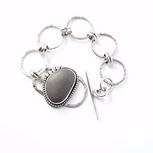 Load image into Gallery viewer, Handcrafted Beach Stone &amp; Silver Bracelet: Nature Inspired Statement Piece