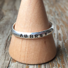 Load image into Gallery viewer, Custom Name Sterling Silver Stacker Ring