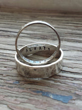 Load image into Gallery viewer, Couples sterling silver ring band with secret stamped message inside (set of 2) - made to order