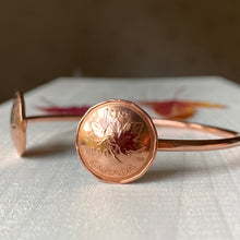 Load image into Gallery viewer, Canadian Penny Copper Cuff Bracelet - Unique Maple Leaf Design