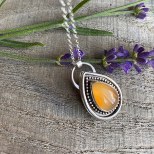 Sterling Silver Necklace with Orange Carnelian - Handcrafted Beauty
