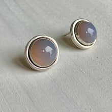 Load image into Gallery viewer, Sterling Silver Grey Sky Agate Gemstone Earrings - Mysterious and Romantic Jewelry