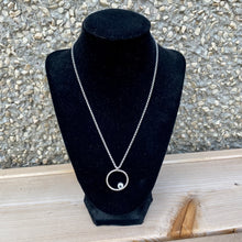 Load image into Gallery viewer, Round sterling silver and white topaz pendant necklace