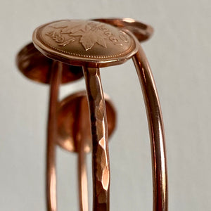 Canadian Penny Copper Cuff Bracelet - Unique Maple Leaf Design