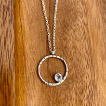 Load image into Gallery viewer, Round sterling silver and white topaz pendant necklace