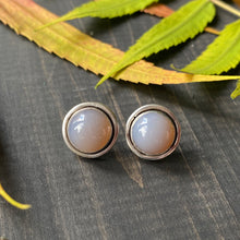 Load image into Gallery viewer, Sterling Silver Grey Sky Agate Gemstone Earrings - Mysterious and Romantic Jewelry