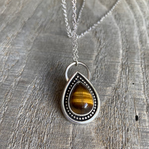 Sterling Silver Necklace with Orange Tiger Eye - Handcrafted Beauty