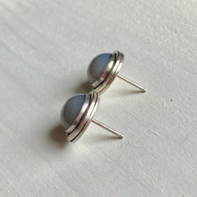 Load image into Gallery viewer, Sterling Silver Grey Sky Agate Gemstone Earrings - Mysterious and Romantic Jewelry