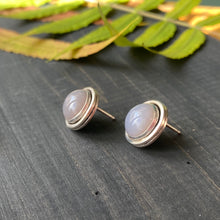 Load image into Gallery viewer, Sterling Silver Grey Sky Agate Gemstone Earrings - Mysterious and Romantic Jewelry