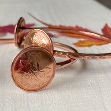 Load image into Gallery viewer, Canadian Penny Copper Cuff Bracelet - Unique Maple Leaf Design