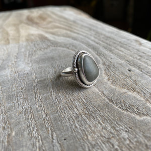 Beach stone and sterling silver ring - size 5.5