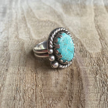 Load image into Gallery viewer, Blue bohemian turquoise and sterling silver ring - size 6.75