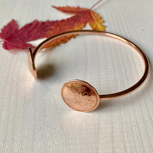 Canadian Penny Copper Cuff Bracelet - Unique Maple Leaf Design