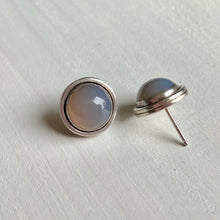 Load image into Gallery viewer, Sterling Silver Grey Sky Agate Gemstone Earrings - Mysterious and Romantic Jewelry
