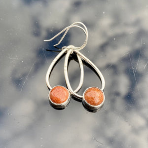 Sterling Silver Bohemian Sunstone Earrings - Handcrafted Chic Style