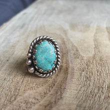 Load image into Gallery viewer, Blue bohemian turquoise and sterling silver ring - size 6.75