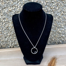 Load image into Gallery viewer, Sterling Silver Circle Pendant with Black Onyx Stone Necklace
