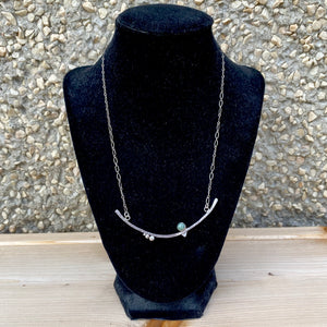 Hand-Forged Sterling Silver Necklace with Guatemalan Green Jade Gemstone