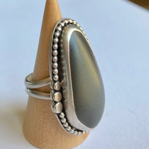 Sterling Silver Beach Stone Ring - Size 8 US