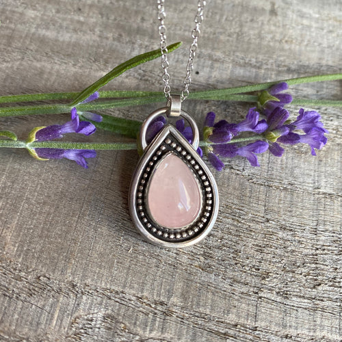Sterling Silver Necklace with Rose Quartz - Handcrafted Beauty