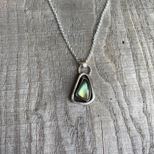 Sterling Silver Green Labradorite Pendant Necklace - Handcrafted Beauty