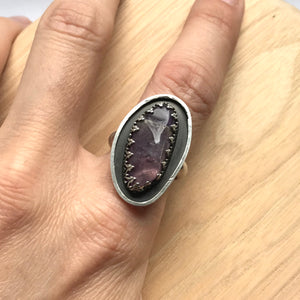 Raw Amethyst Sterling Silver Ring - Handcrafted Statement Ready to Ship