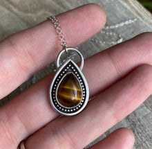 Load image into Gallery viewer, Sterling Silver Necklace with Orange Tiger Eye - Handcrafted Beauty