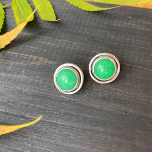 Sterling Silver Green Agate Earrings - Positive Energy