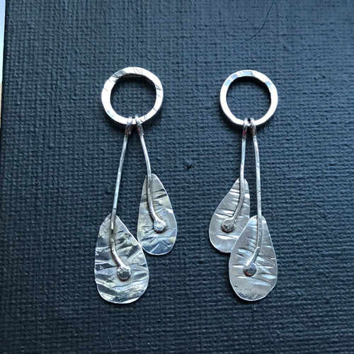 Sterling Silver Woodland Fairy Leaf Earrings - Bohemian Handcrafted Beauties