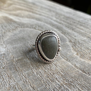 Beach stone and sterling silver ring - size 5.5