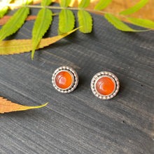 Load image into Gallery viewer, Gemdrop stud earrings - orange carnelian in sterling silver