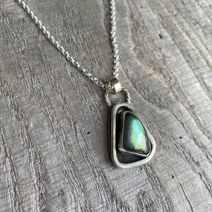 Northern lights - green labradorite and sterling silver necklace