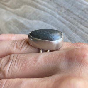 Beach stone and sterling silver ring - size 6.5