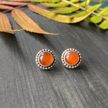 Load image into Gallery viewer, Sterling Silver Carnelian Stud Earrings - Empowering Style