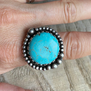 Blue waters turquoise and sterling silver ring - size 6