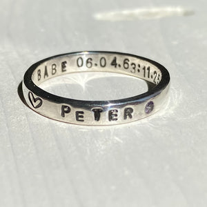 Memory ring with birthstone - made to order