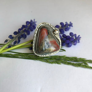 Statement Agate Ring - Handcrafted Sterling Silver - Size 7.5 US