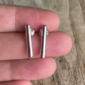 Minimalist slim bar sterling silver earrings