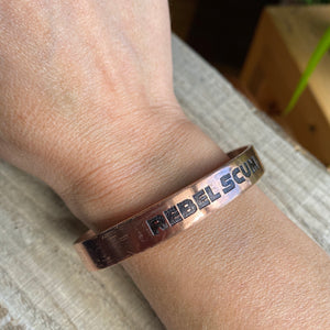 Inspiration cuff - "Rebel Scum" - etched copper bracelet