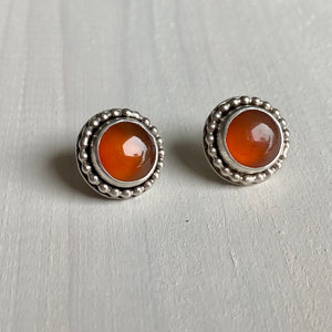 Gemdrop stud earrings - orange carnelian in sterling silver