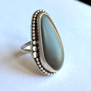 Beach stone and sterling silver ring - size 8