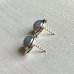 Gemdrop stud earrings - Smokey grey agate in sterling silver