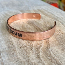Load image into Gallery viewer, Inspiration cuff - &quot;Rebel Scum&quot; - etched copper bracelet
