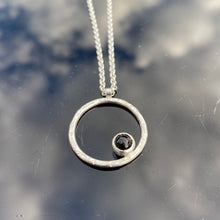 Load image into Gallery viewer, Sterling Silver Circle Pendant with Black Onyx Stone Necklace