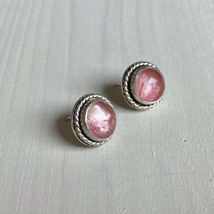 Gemdrop stud earrings - Pink tourmaline quartz in sterling silver