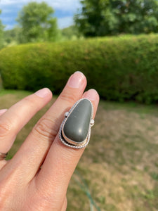 Beach stone sterling silver ring - size 6