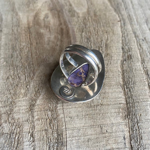 Deep purple jasper sterling silver ring - size 6