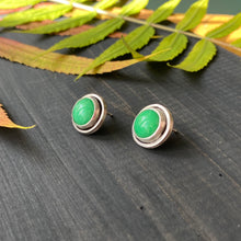 Load image into Gallery viewer, Gemdrop stud earrings - bright green agate in sterling silver