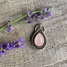 Load image into Gallery viewer, Rainbow drop - rose quartz and sterling silver pendant